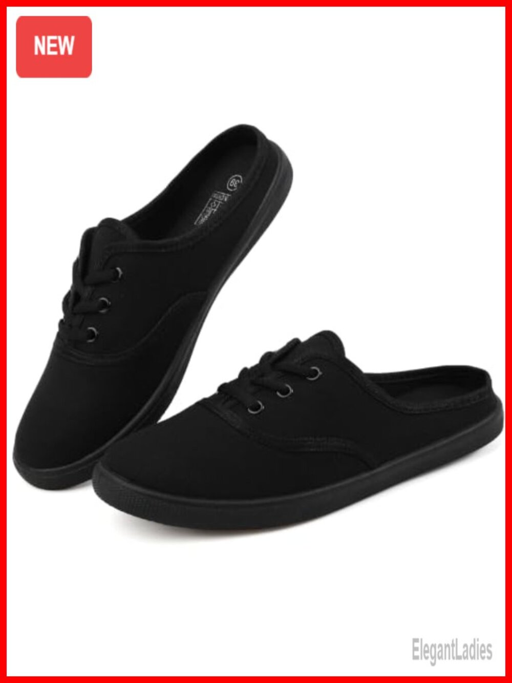 Women's Canvas Mules Slip-On Sneakers Backless Walking Loafers